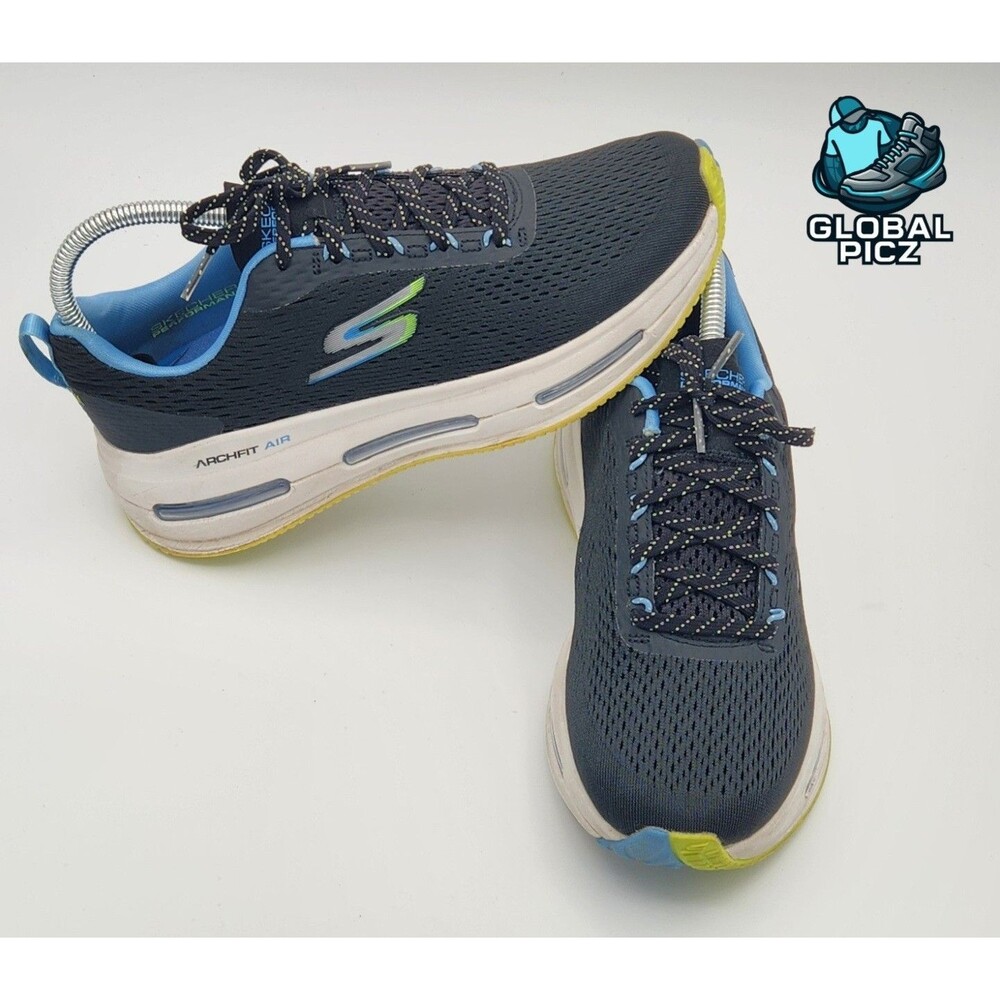Skechers Navy Blue Athletic Walking Shoes with Light Blue and Lime Accents